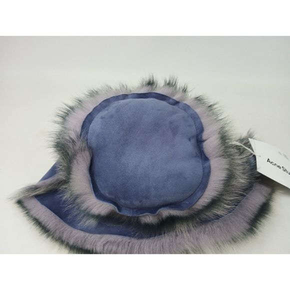 Acne Studios Lilac Purple Fur Shearling Bucket Hat Size S/M - Picture 3 of 9